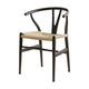 1x Artiss Dining Chair Wooden Rattan Wishbone Black