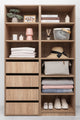 GENEVA THREE SHELF/FOUR DRAWER BUILT IN WARDROBE - CLASSIC - NATURAL OAK