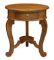 Round Cabriole Leg 1 Drawer Lamp Table (Light Pecan)