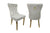 Set of 2 -Alsea Beige Velvet & Gold Polished Steel Dining Chairs Upholstered Tufted Stud Trim and Ring