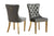 Set of 2 -Alsea Dark Grey Velvet & Gold Polished Steel Dining Chairs Upholstered Tufted Stud Trim and Ring