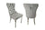 Set of 2 -Alsea Light Grey Velvet & Silver Polished Steel Dining Chairs Upholstered Tufted Stud Trim and Ring