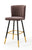 Modern Bar Chair Leather Stool Counter Brown Mid-Century Wood x 2