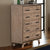 Acacia Wood Tallboy with 5 Drawers In Silver Brush