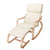 Artiss Wooden Armchair with Foot Stool - Beige - Decorly