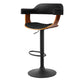 Black Leather Wooden Swivel Kitchen Bar Stool