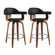 Cassius Wooden Pair Of Swivel Kitchen Bar Stool In Black Leather