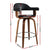 Cassius Wooden Pair Of Swivel Kitchen Bar Stool In Black Leather