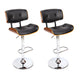 Set of 2 Wooden Kitchen Bar Stools In Black