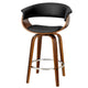 Cassius Wooden Swivel Kitchen Bar Stool In Black Leather