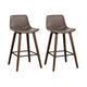 Set of 2 Kitchen Bar Stools In Walnut PU Leather