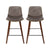 Set of 2 Kitchen Bar Stools In Walnut PU Leather