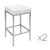 Set of 2 Backless Kitchen Bar Stools In White PU Leather