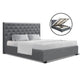 Artiss Queen Size Gas Lift Bed Frame Base With Storage Mattress Grey Fabric VILA