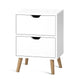 Boden White Wooden Bedside Table with 2 Drawers