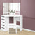 Corner Makeup Dressing Table With Mirror And Stool In White