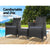 Gardeon 3 Piece Wicker Outdoor Furniture Set - Black - Decorly