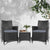 Gardeon 3 Piece Wicker Outdoor Furniture Set - Black - Decorly