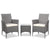 3 Piece Wicker Outdoor Chair Side Table Furniture Set - Grey - Decorly