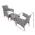 3 Piece Wicker Outdoor Chair Side Table Furniture Set - Grey - Decorly