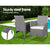 3 Piece Wicker Outdoor Chair Side Table Furniture Set - Grey - Decorly