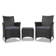 Gardeon 3pc Rattan Bistro Wicker Outdoor Furniture Set Black