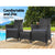 Gardeon 3pc Rattan Bistro Wicker Outdoor Furniture Set Black - Decorly