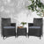 Gardeon 3pc Rattan Bistro Wicker Outdoor Furniture Set Black - Decorly