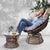 Gardeon Papasan Chair and Side Table - Brown - Decorly