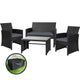 Gardeon Garden Furniture Outdoor Lounge Setting Wicker Sofa Set Storage Cover Black