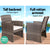 Gardeon Set of 4 Outdoor Rattan Chairs & Table - Grey