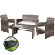 Gardeon Garden Furniture Outdoor Lounge Setting Wicker Sofa Set Storage Cover Mixed Grey