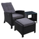 Gardeon Outdoor Setting Recliner Chair Table Set Wicker lounge Patio Furniture Black