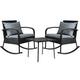 Gardeon 3 Piece Outdoor Chair Rocking Set - Black