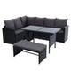 Gardeon 8 Seater Wicker Outdoor Furniture Dining Lounge Set In Black