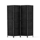 4 Panel Rattan Room Divider in Black