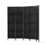 4 Panel Rattan Room Divider in Black