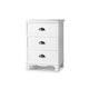 Sage Bedside Table with 3 Drawers in White