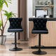 2x Height Adjustable Swivel Bar Stool Velvet Nailhead Barstool with Footrest