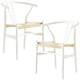 Anemone Set of 2 Wishbone Dining Chair Beech Timber Replica Hans Wenger - White