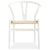 Anemone Set of 2 Wishbone Dining Chair Beech Timber Replica Hans Wenger - White